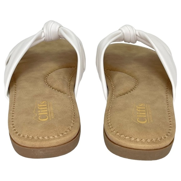 Cliffs White Mountain Favorite White Faux Leather Womens Slide Sandals Size 10M - Picture 8 of 12